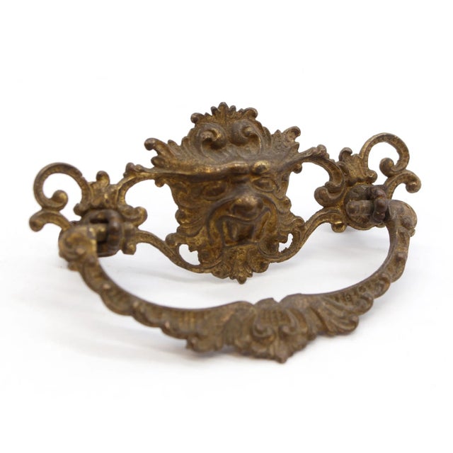 Set of 6 Vintage Brass Lion Head Bail Dresser Drawer Pulls For Sale - Image 4 of 12