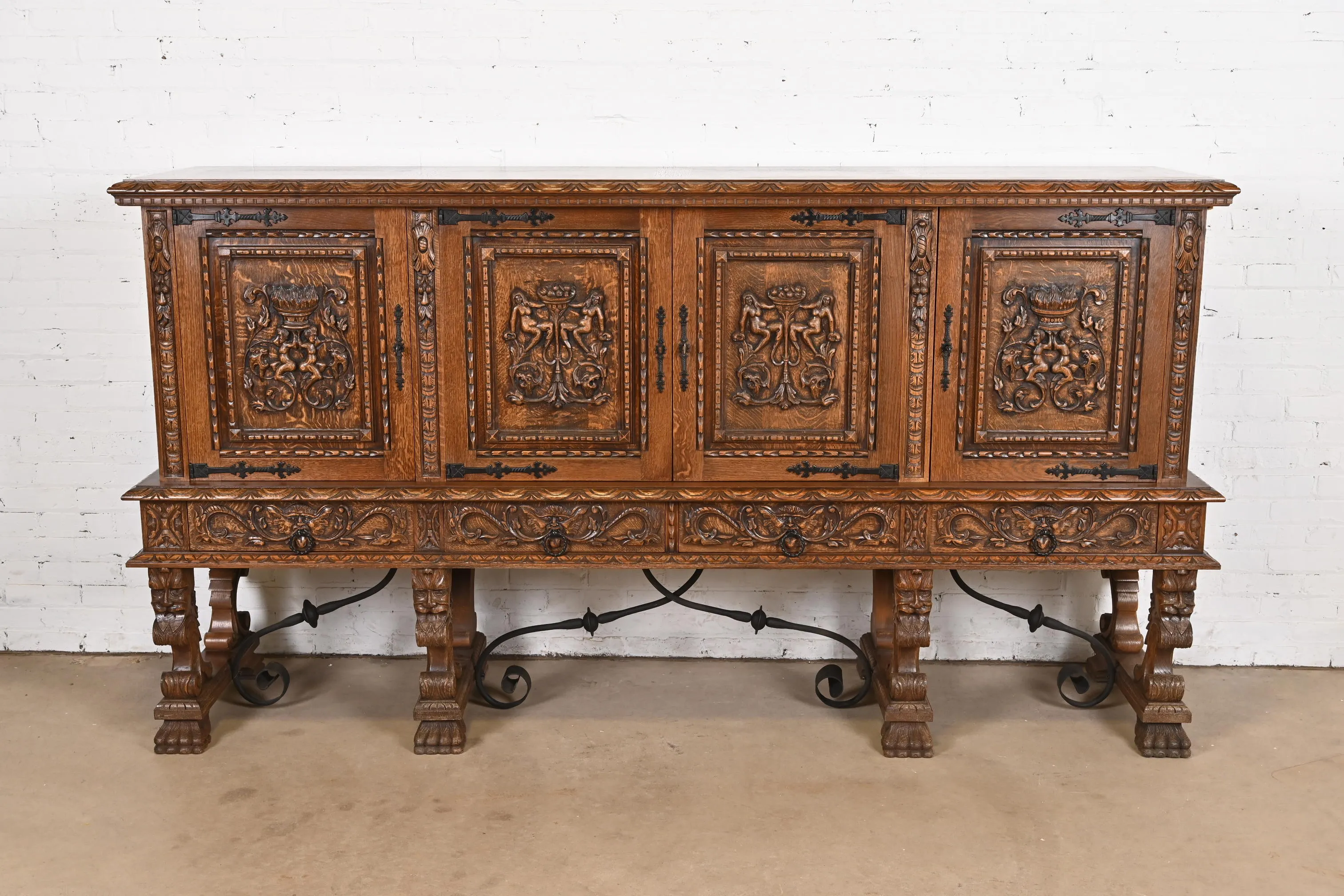 ビンテージ 30s ハーレクイン　ジェスチャー　アールデコ　アンティーク　レトロ R. J. Horner Style Renaissance Revival Monumental Ornate Carved