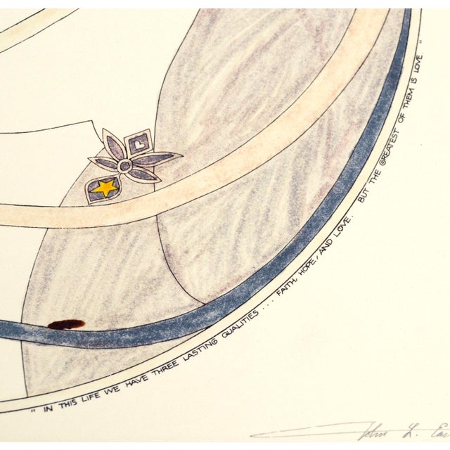 Paper "Three Ribbon Heads", Art Deco Hand Colored Lithograph by John Luke Eastman 1984 For Sale - Image 7 of 8