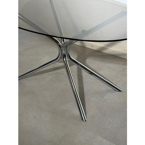 Vintage Chrome and Glass Dining Table For Sale - Image 4 of 7