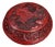 Red Cinnabar Lacquer Round Lidded Box With Kirin Relief Carving, Chinoiserie Decorative Trinket Box For Sale