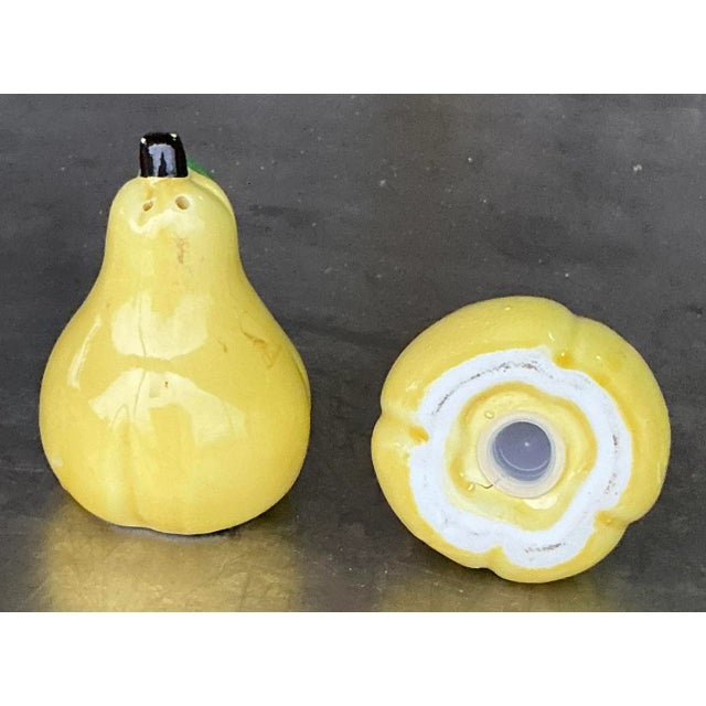 Vintage Boho Glazed Ceramic Pear Salt and Pepper Shakers For Sale - Image 4 of 5