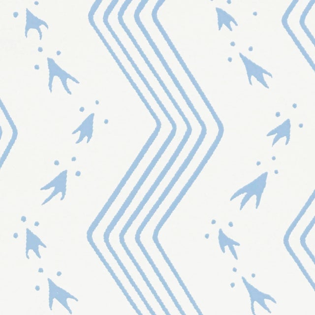 Contemporary Schumacher Nauset Stripe Wallpaper in Sky For Sale - Image 3 of 4