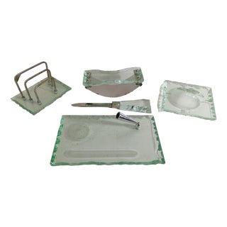 Vintage Italian Desk Set by Pietro Chiesa for Fontana Arte, 1950s, Set of 5 For Sale