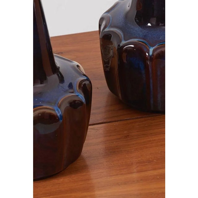 Ceramic Danish Dark Blue Ceramic Table Lamps from Søholm, 1960s, Set of 2 For Sale - Image 7 of 9