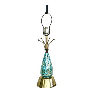 Mid Century Modern Ceramic and Brass Table Lamp For Sale