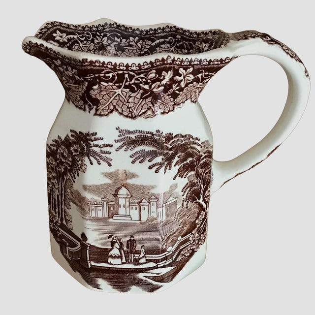 Ceramic Vintage 1940’s Mason’s Ironstone Brown and White Vista Pattern Jug For Sale - Image 7 of 7