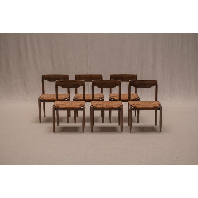 Mid-Century Wengé and Rattan Dining Chairs, 1970s, Set of 6 For Sale - Image 16 of 18