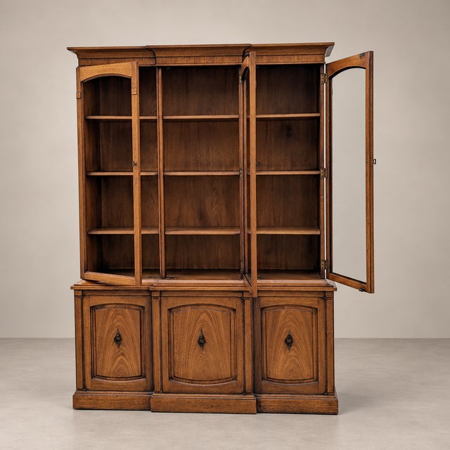 1960s Drexel Triune Mahogany Hutch Cabinet With Arched Display Doors For Sale - Image 16 of 18
