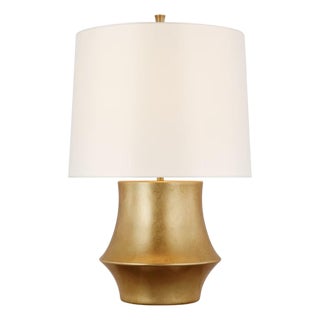 AERIN by Visual Comfort Signature Lakmos Small Table Lamp in Gild with Linen Shade For Sale