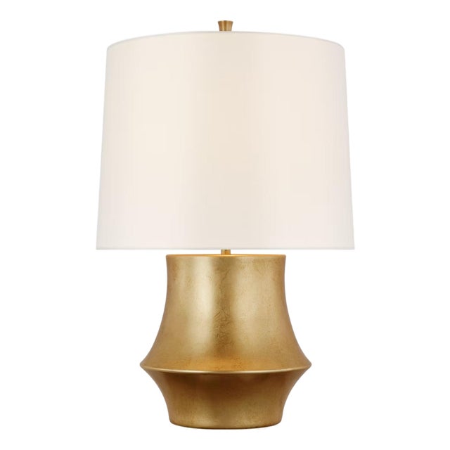 AERIN by Visual Comfort Signature Lakmos Small Table Lamp in Gild with Linen Shade For Sale