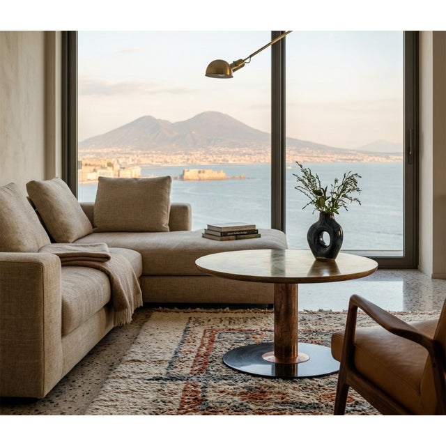 Circular Brass, Copper, and Lacquered Metal Coffee Table, Italy, 1970s For Sale - Image 9 of 10