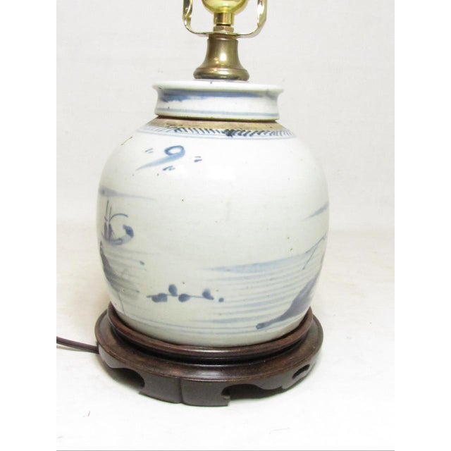 Antique Chinese Porcelain Ginger Jar Lamp For Sale - Image 4 of 13