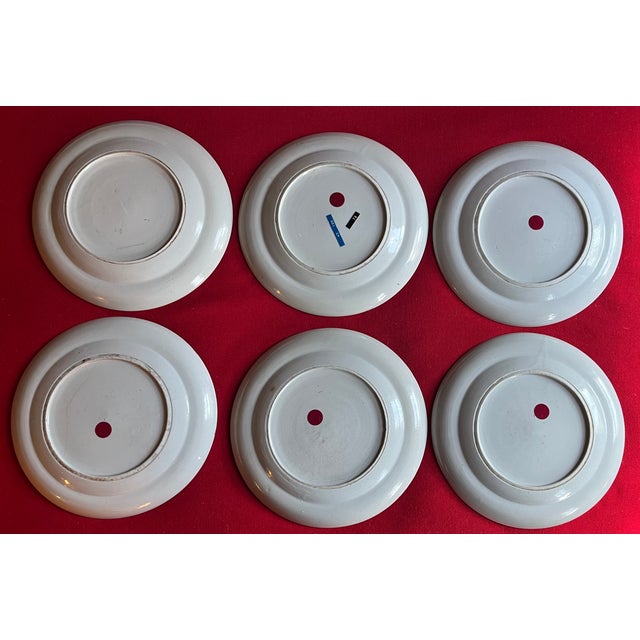 Antique Early 19th Century Chinese Export Blue and White Porcelain Dinner Plates With Grape Leaf Border - Set of 6 For Sale - Image 15 of 17