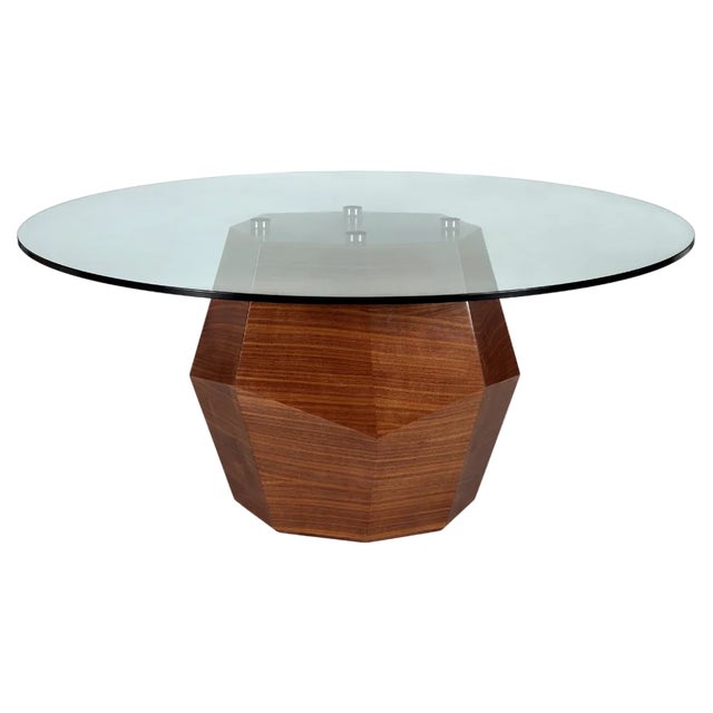 Rock Dining Table in Walnut and Glass by InsidherLand For Sale