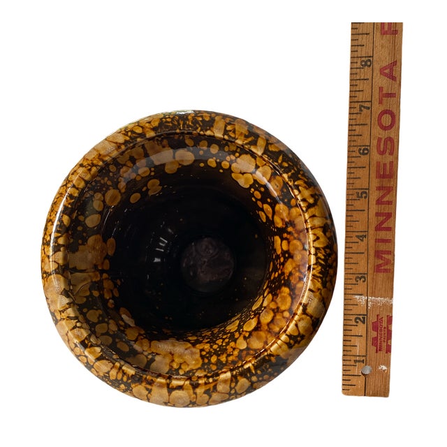 1970s 1970s Vintage Brown and Golden Beige Splatter Glazed Speckle Finished Ceramic Urn For Sale - Image 5 of 8