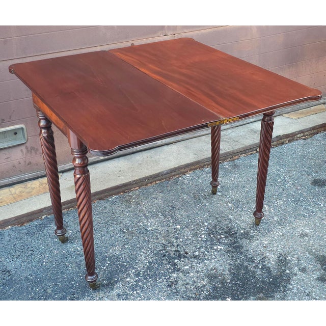 19th Century Sheraton Style Mahogany Flip-Top Game Table Console, Circa 1830s For Sale - Image 12 of 14