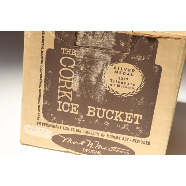 Vintage Cork Ice Bucket With Milk Glass Insert by Mort Marton - Unused With Box For Sale - Image 12 of 12