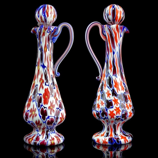 Mid-Century Modern Vintage Murano Fratelli Toso Millefiori Flower Star Mosaic Italian Art Glass Midcentury Ewer Pitcher For Sale - Image 3 of 7