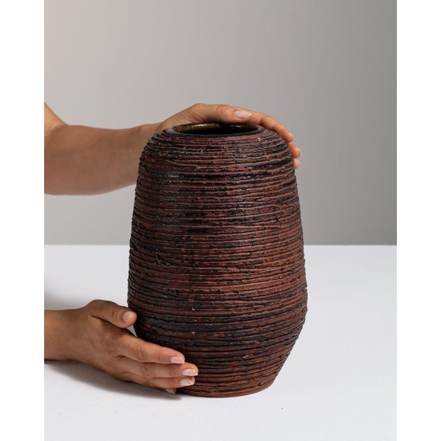 1960s German Dark Brown Ceramic Spara Keramik Vase For Sale In Greensboro - Image 6 of 15