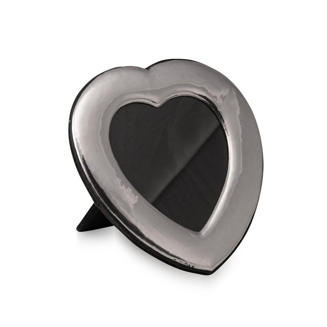 Metal Vintage Italian Silver Heart Shaped Photograph Frame For Sale - Image 7 of 7