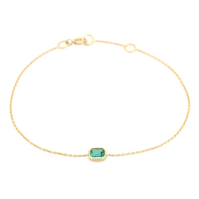 Not Yet Made - Made To Order Vr Jewels 1930s Inspired Emerald Gemstone Bracelet in 14k Solid Gold For Sale - Image 5 of 13