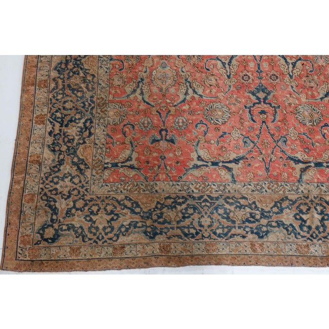 Textile Authentic Persian Tabriz Pink Handmade Wool Rug For Sale - Image 7 of 8