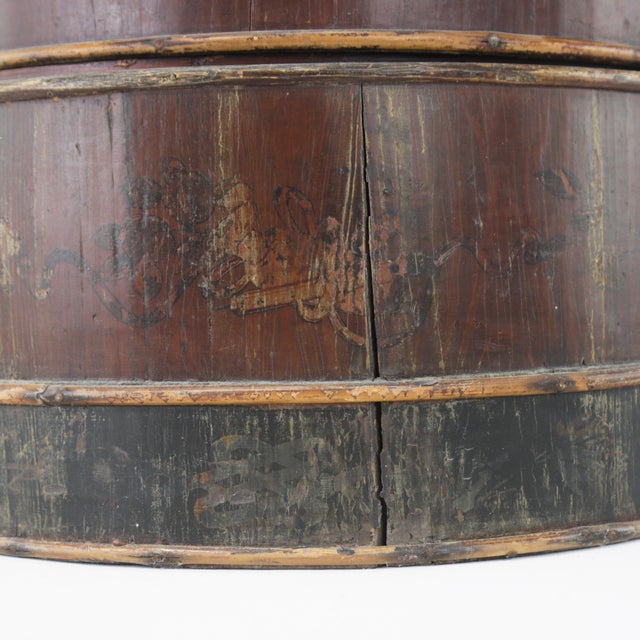 Chinese Wooden & Bamboo Handcrafted Wedding Basket – Multi-Tiered Carrier For Sale - Image 12 of 12