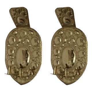Mid-Century Baroque Swedish Brass Sconces, Set of 2 For Sale
