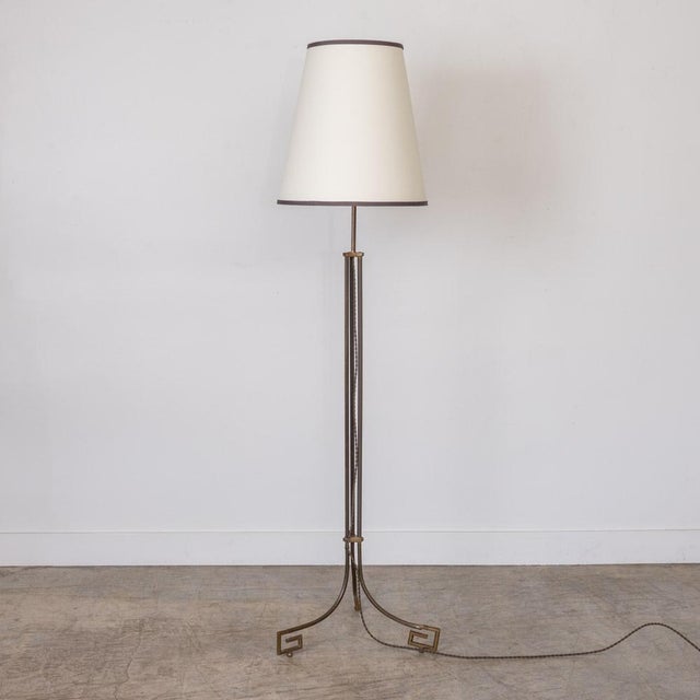 Art Deco 1930s French Art Deco Metal and Brass Floor Lamp For Sale - Image 3 of 17