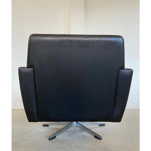 Vintage Danish Black Leather Swivel Chair by Georg Thams For Sale - Image 14 of 18