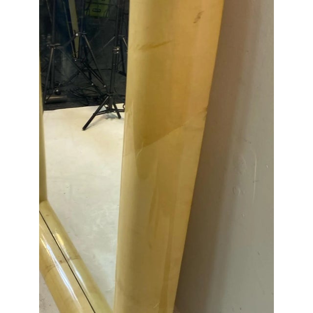 Glass 1970s Karl Springer Goatskin & Brass Mirror For Sale - Image 7 of 10