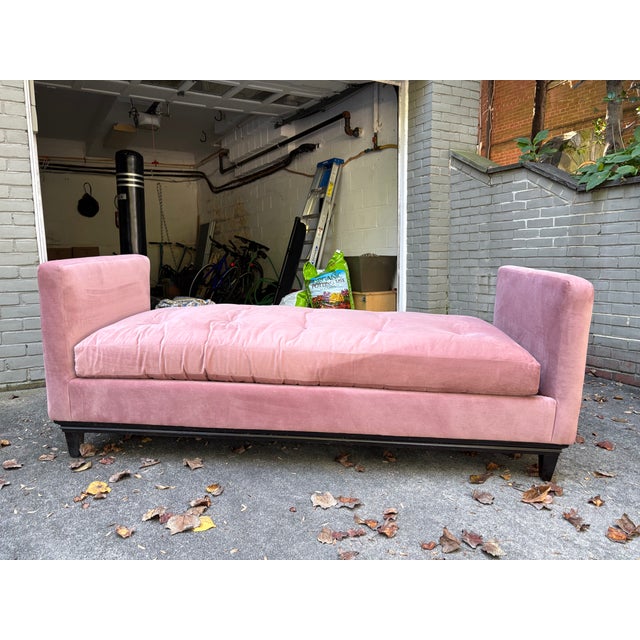 A lovely custom-made daybed upholstered in sumptuous blush pink velvet by Brunschwig & Fils, the renowned French heritage...