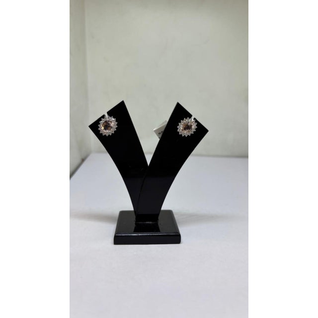Gemstone 18k Gold Diamond 0.59ct Semi Stone Stud Earrings, New For Sale - Image 7 of 8