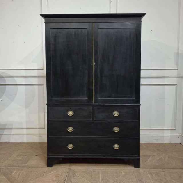 English Ebonized Linen Cupboard For Sale - Image 9 of 9