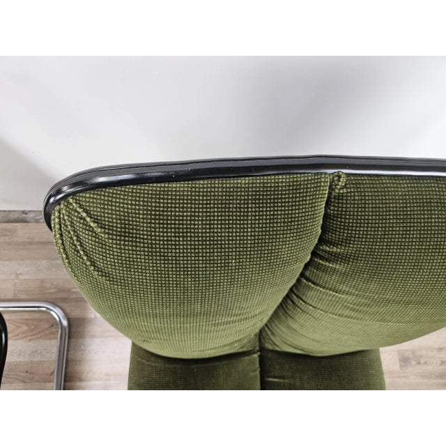 Black Vintage Chairs in Chromed Metal and Green Fabric by Cazzaro, Design d'autore, 1970, Set of 2 For Sale - Image 8 of 18