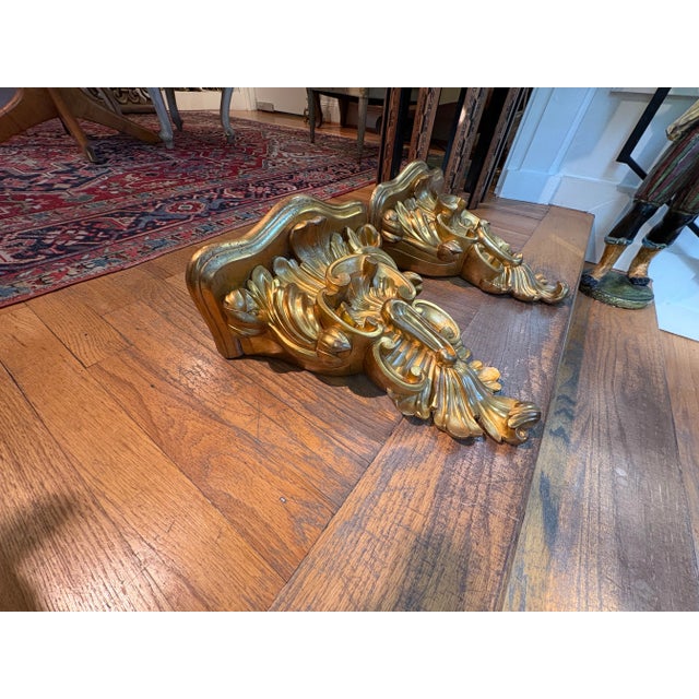 Pair of 19th Century Italian Giltwood Wall Brackets For Sale In Houston - Image 6 of 10