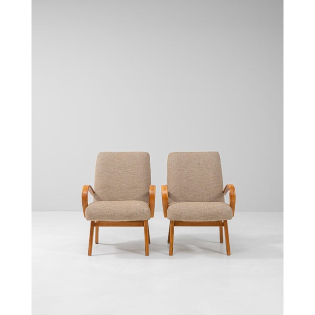 1950s Czech Upholstered Armchairs By J. Halabala - A Pair For Sale - Image 4 of 18