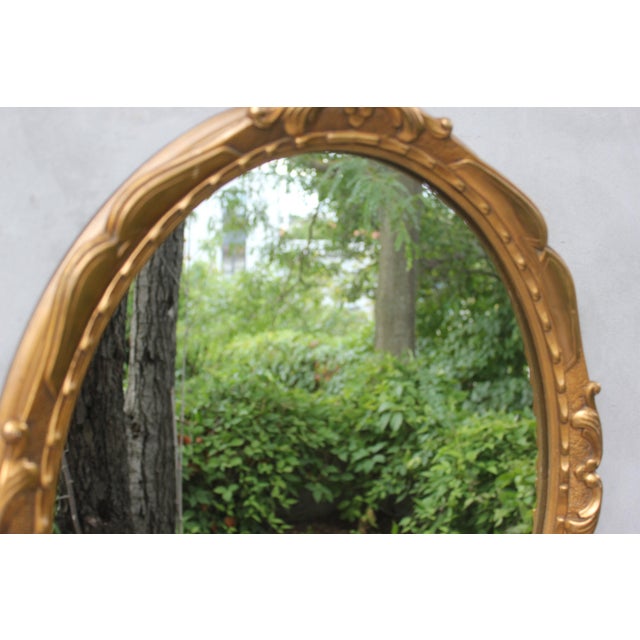 Vintage Gold Gilt Bronze Oval Wall Mirror, Belgium, 1970s For Sale - Image 6 of 10