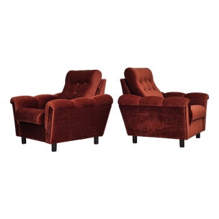 Danish Relax Armchair in Brown-Red Velour, 1980s For Sale