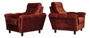 Danish Relax Armchair in Brown-Red Velour, 1980s
