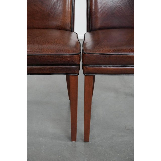 Brown Dining Chairs in Sheepskin Leather, Set of 2 For Sale - Image 8 of 13