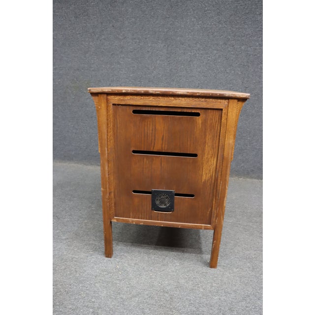Wood Mission Arts & Crafts Style Quarter-Sawn Oak Media Cabinet With Emile Gallé Inspired Marquetry Inlay For Sale - Image 7 of 15