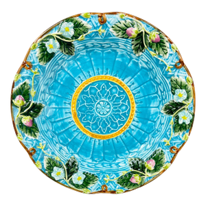 Antique Rate 19th-Century French Sarreguemines Majolica Dessert Plate