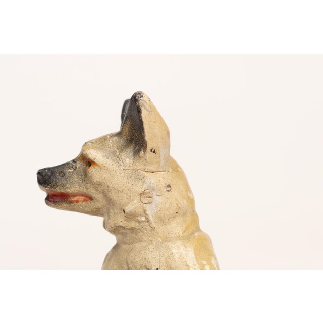 Mid 20th Century Carved and Painted Chalkware German Shepherd Ashtray For Sale - Image 9 of 13