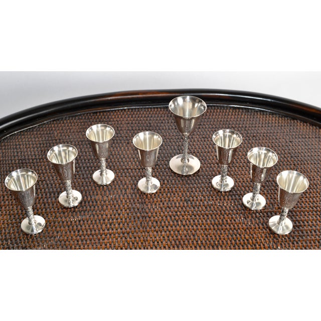 1930s Mid-Century Modern F. B. Rogers Silver Plated Goblets Stemware, Set of 8 For Sale - Image 14 of 18