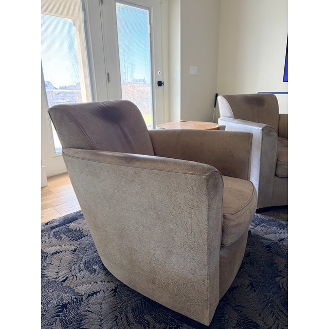 Donghia 1990s Donghia John Hutton Leather Chairs and Ottoman For Sale - Image 4 of 5