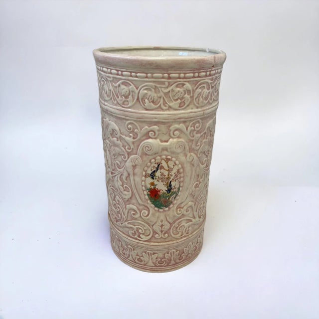Beautiful antique Weller Pottery Umbrella or Vase C.1930 No interior drip tray The stand measures 11" diameter x 19.5"...