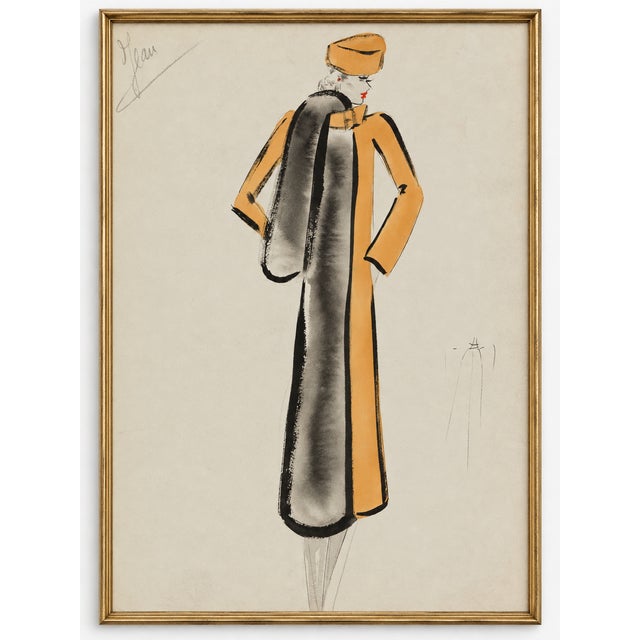 Bring Hollywood Regency glamour to your bedroom, dressing room, or walk-in closet with this vintage French fashion art...