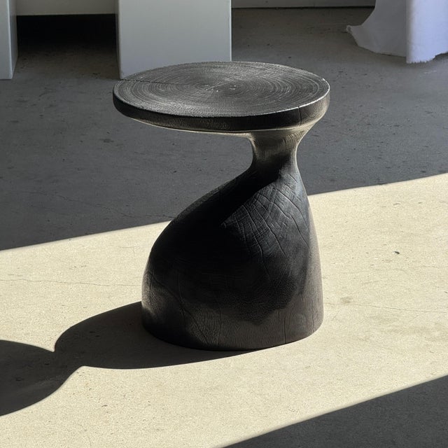 Wood Side Table in Black, 1980s For Sale - Image 6 of 11